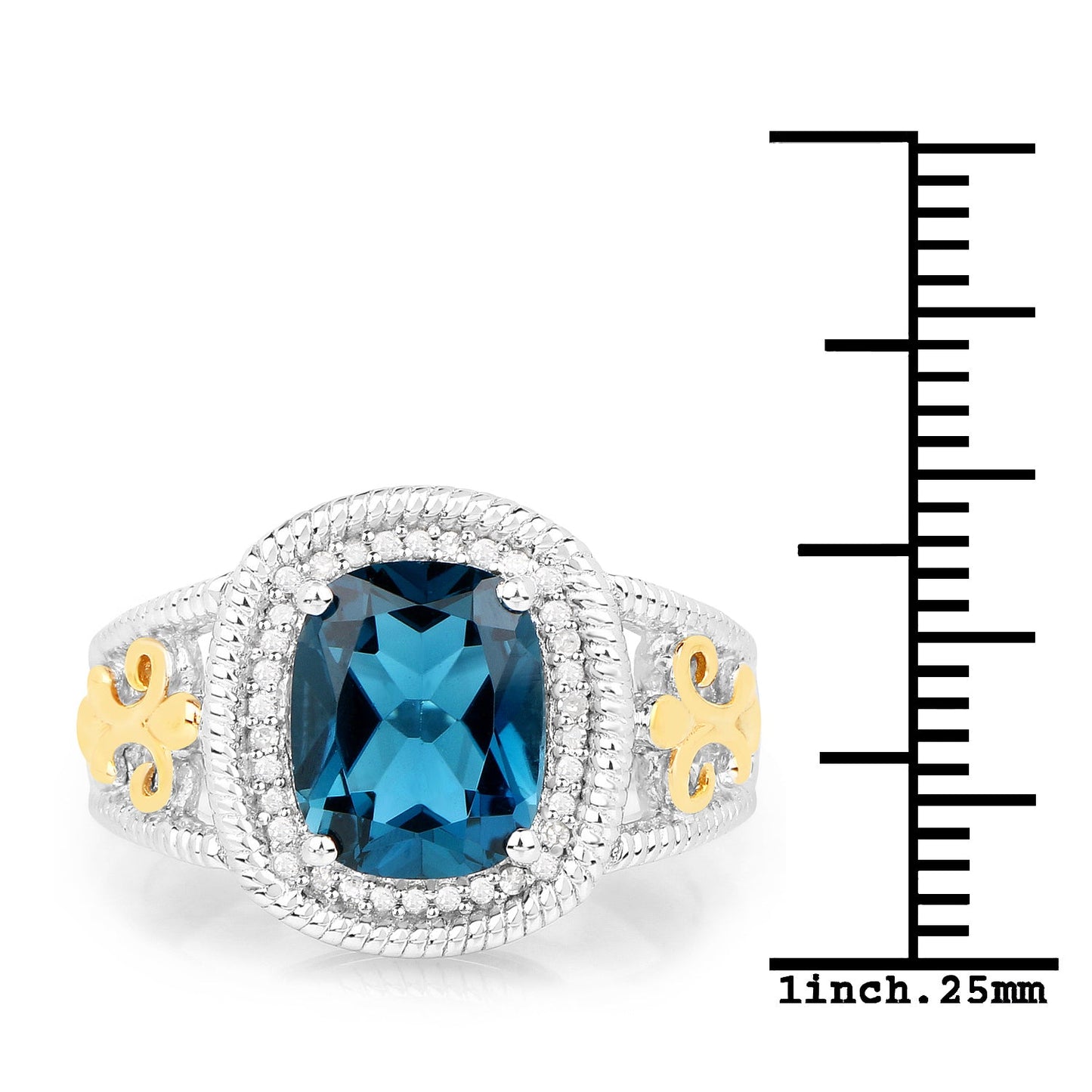 3.59 Carat London Blue Topaz & Diamond 14K Gold Ring