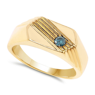 0.12 Carat Genuine Blue Diamond Sterling Silver Ring