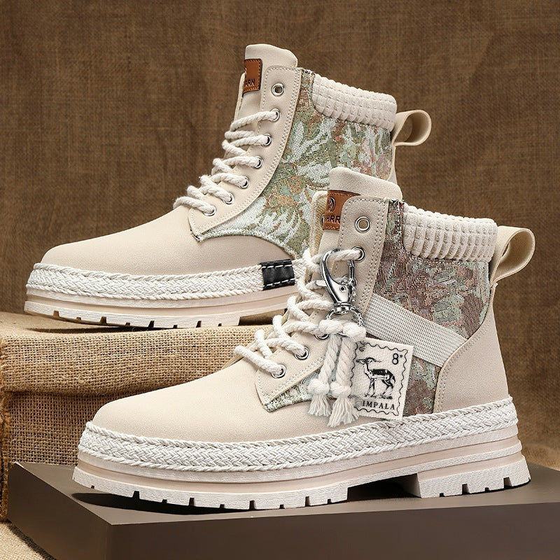Men's High-Top Print Boots - Comfy & Breathable Casual Footwear