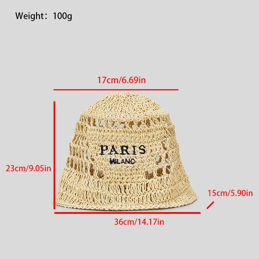Chapeau de plage en toile brodé fait main