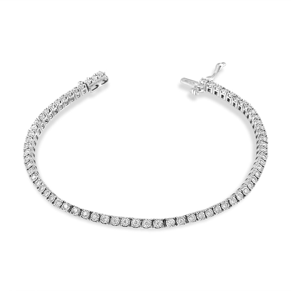 Bracelet de tennis en diamant illusion en or blanc 14K cultivé en laboratoire - 1,0 cttw