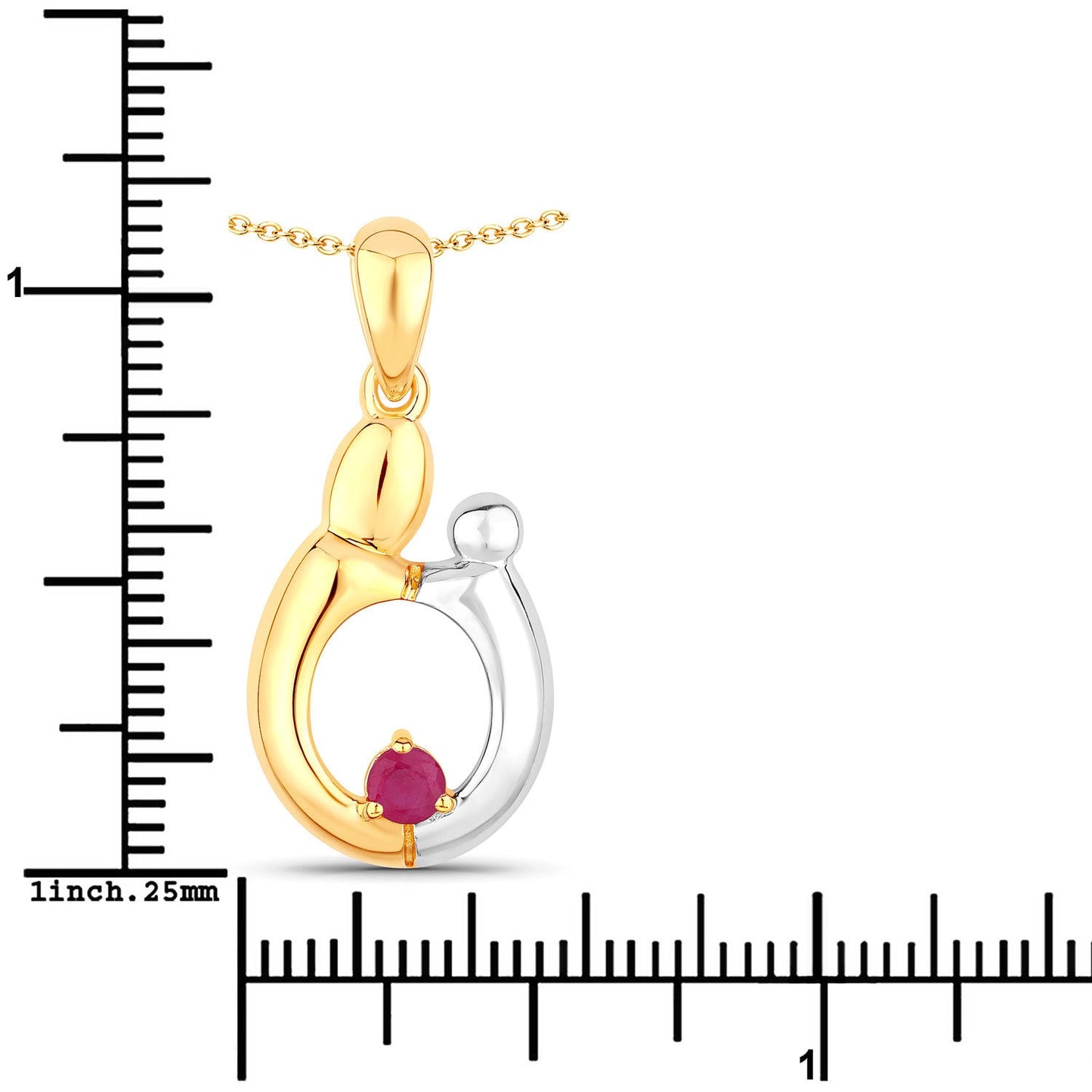 Colgante de Rubí Genuino de 0.20 Quilates en Plata Esterlina .925