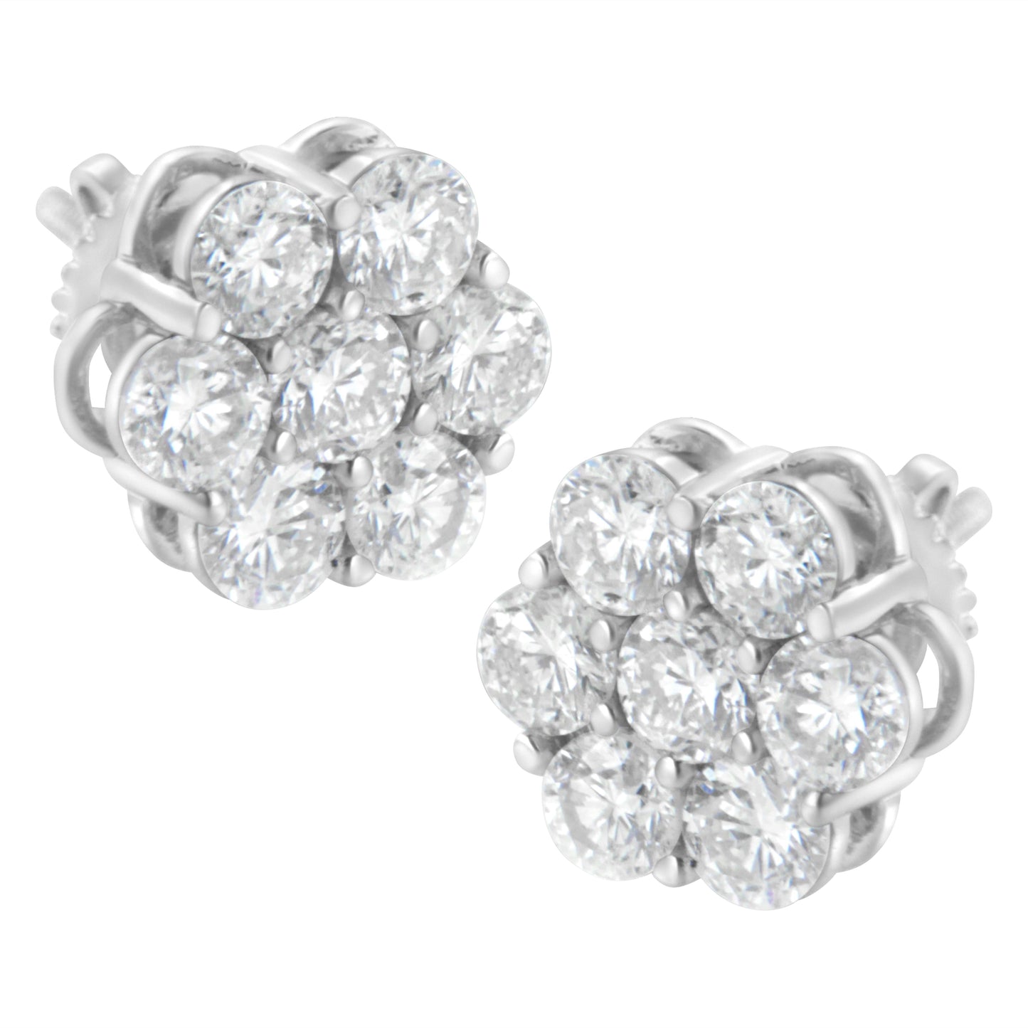 Pendientes de Stud de Diamante Floral de Plata Esterlina - 2 cttw