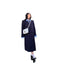 Navy Blue Women's Structured Wool Coat with Elegant Design