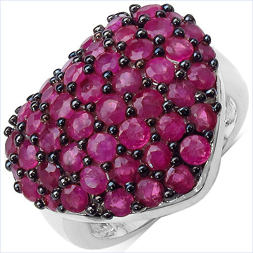 3.53 Carat Genuine Ruby .925 Sterling Silver Engagement Ring