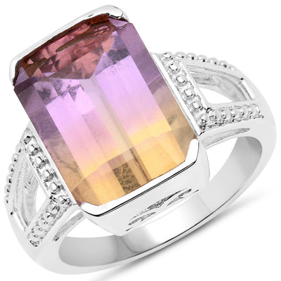 7.15 Carat Genuine Ametrine Sterling Silver Engagement Ring