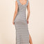 Robe Maxi Sans Manches à Col Scoop Rayée Élégante