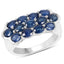 Bague en cluster en saphir bleu de 2,60 carats en argent sterling