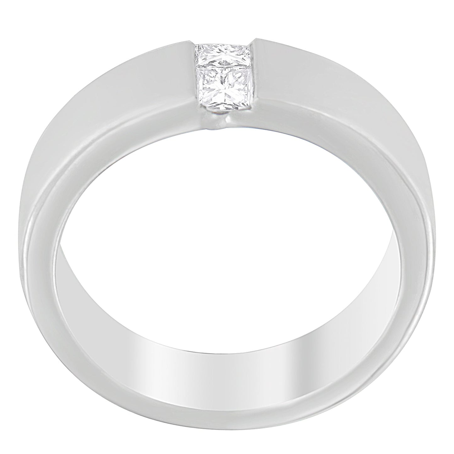 Bague en or blanc 14K pour homme avec diamants de 1/4 ct.TDW en sertissage cannelé