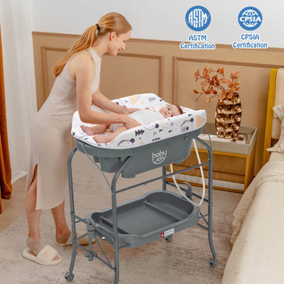 Portable Baby Changing Table with Storage - Gray