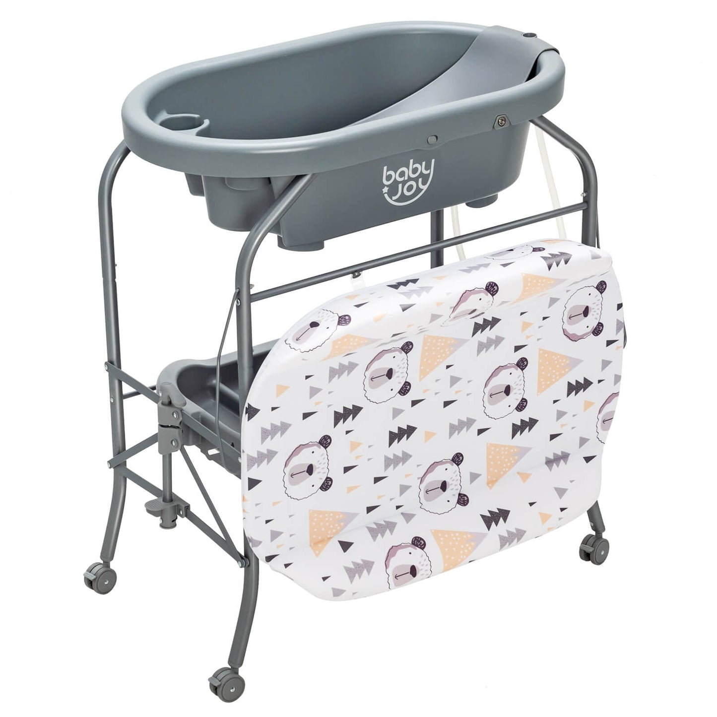 Mesa de Cambio Portátil para Bebés con Almacenamiento - Gris