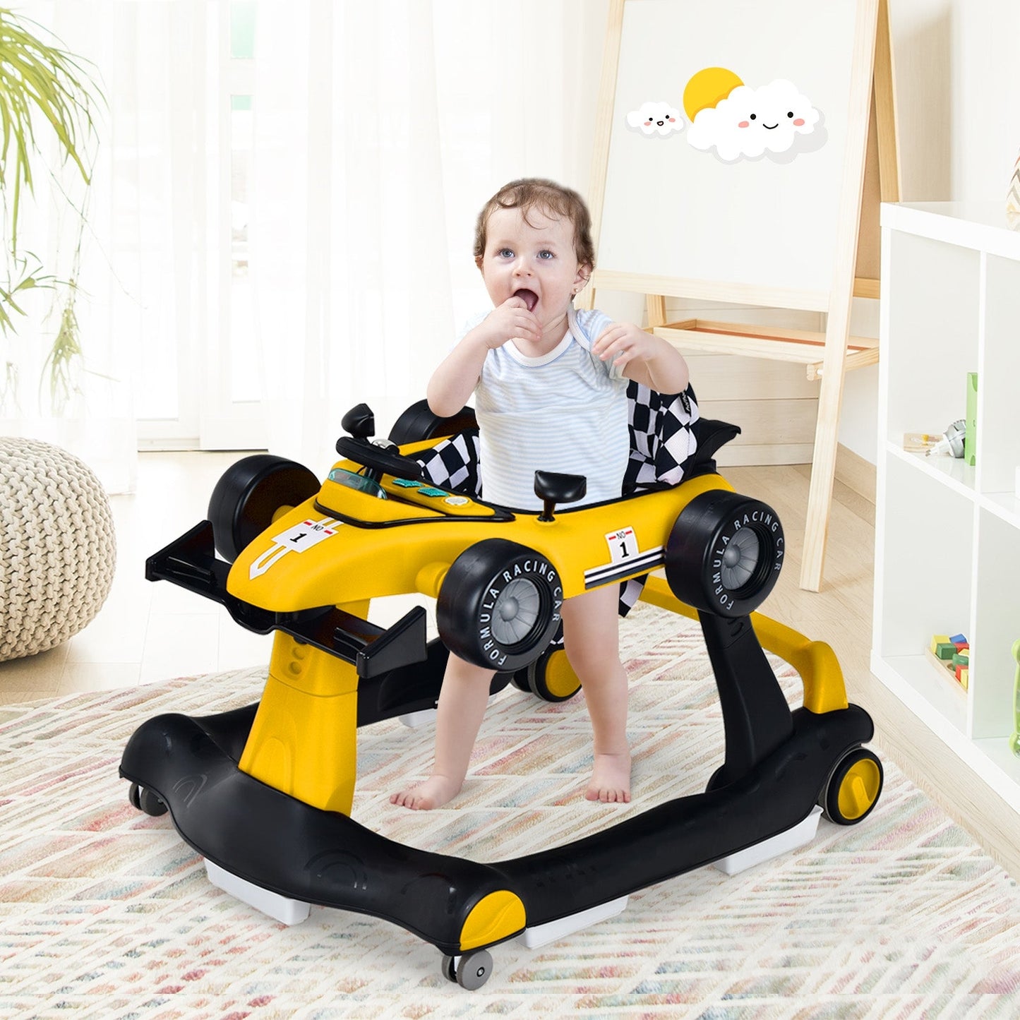 4-in-1 Foldable Activity Push Walker - Yellow