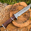 Premium 14-Inch Handcrafted Damascus Steel Bowie Knife | Rosewood Handle & Leather Sheath | KBS Knives - Korvel