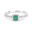 Bague de fiançailles en or blanc 14K avec émeraude zambienne de 0,67 carat et diamants