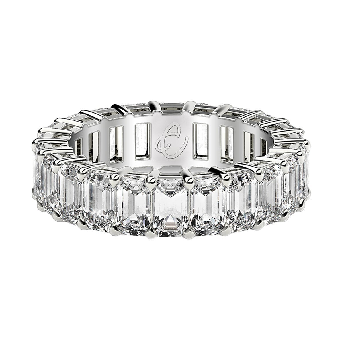 Emerald Cut Lab Grown Diamond Eternity Ring in 14k White Gold