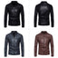 Men's Slim Fit PU Leather Bomber Jacket