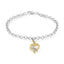 Pulsera de encanto de corazón y cinta de concienciación de diamantes de oro amarillo de 10 quilates