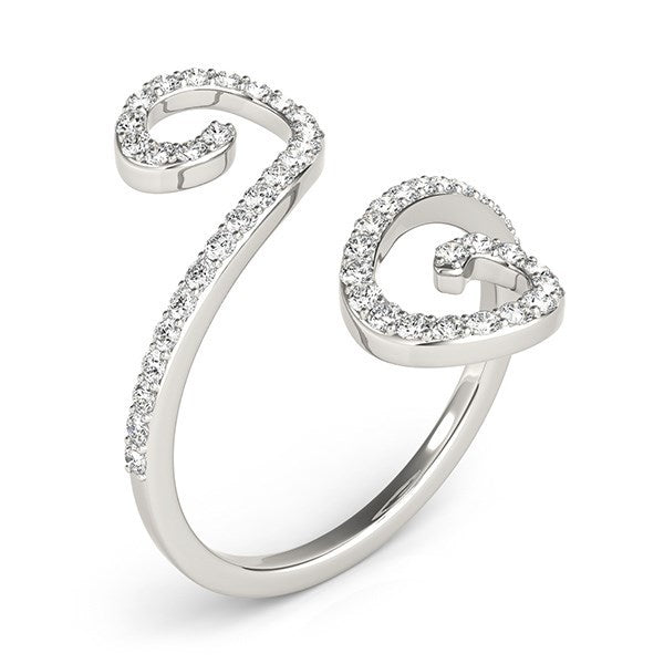 14k White Gold Diamond Open Flourish Style Engagement Ring