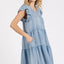 Elegant V-Neck Ruffled Cap Sleeve Mini Dress for Women