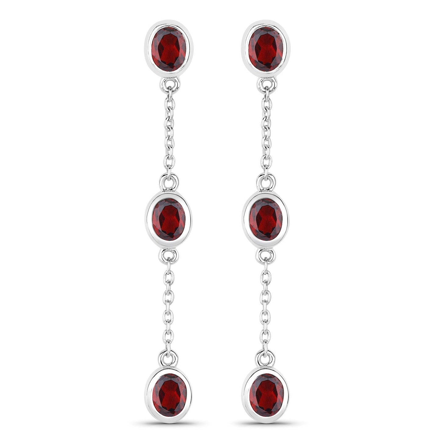 2.70 Carat Genuine Garnet Sterling Silver Earrings