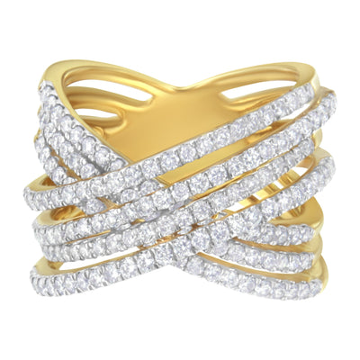 Bague Bypass en Diamant en Or Jaune 10KT
