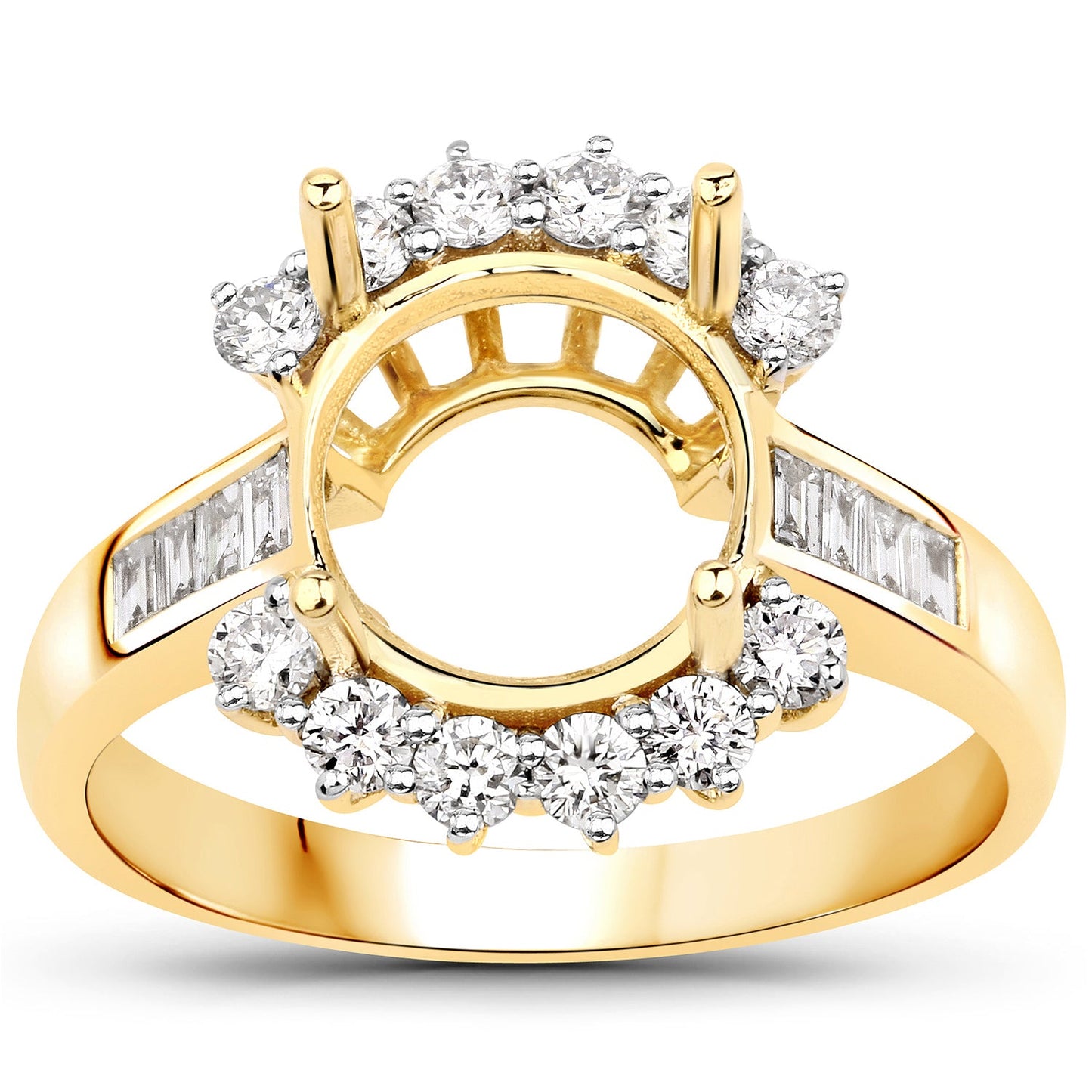 Bague de fiançailles semi-montée en or jaune 14K avec diamant de 0,58 carat