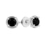 Pendientes de Stud con Halo de Diamantes en Plata Esterlina Baño de Rodio Negro