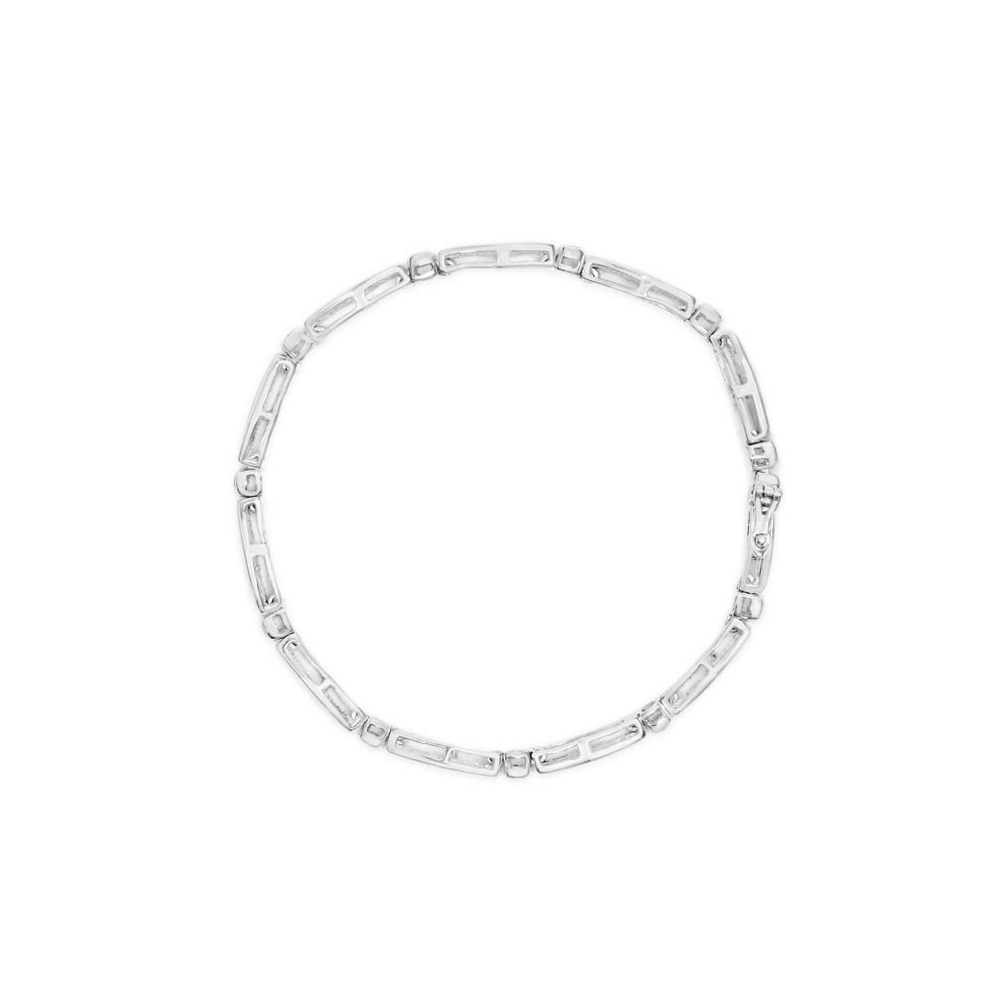 Pulsera de Tenis de Diamantes en Oro Blanco de 14K con Bezel y Eslabones Tapered