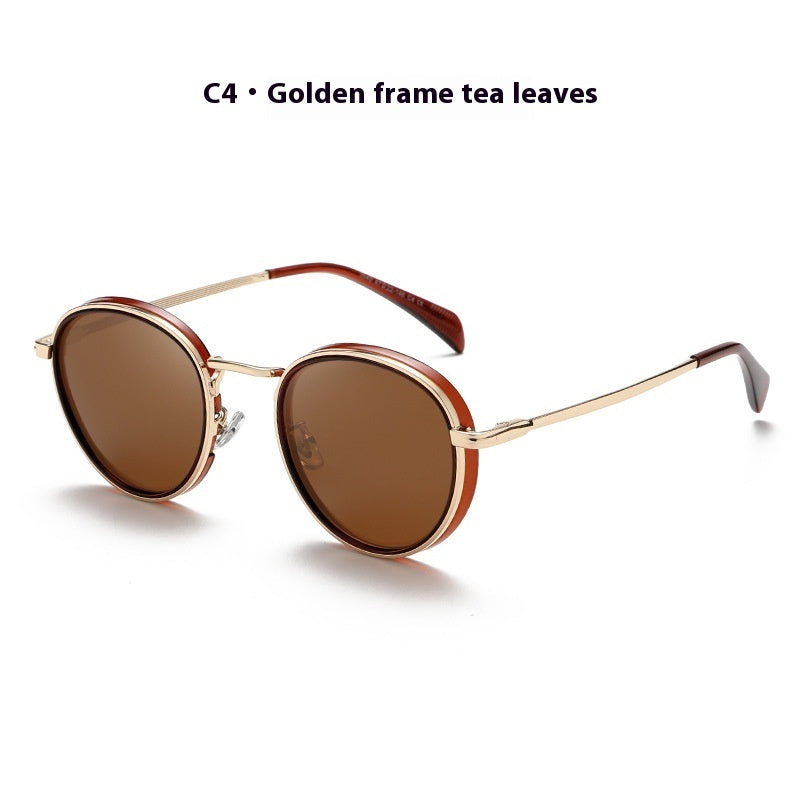 Lunettes de soleil rétro à monture ronde avec verres réfléchissants