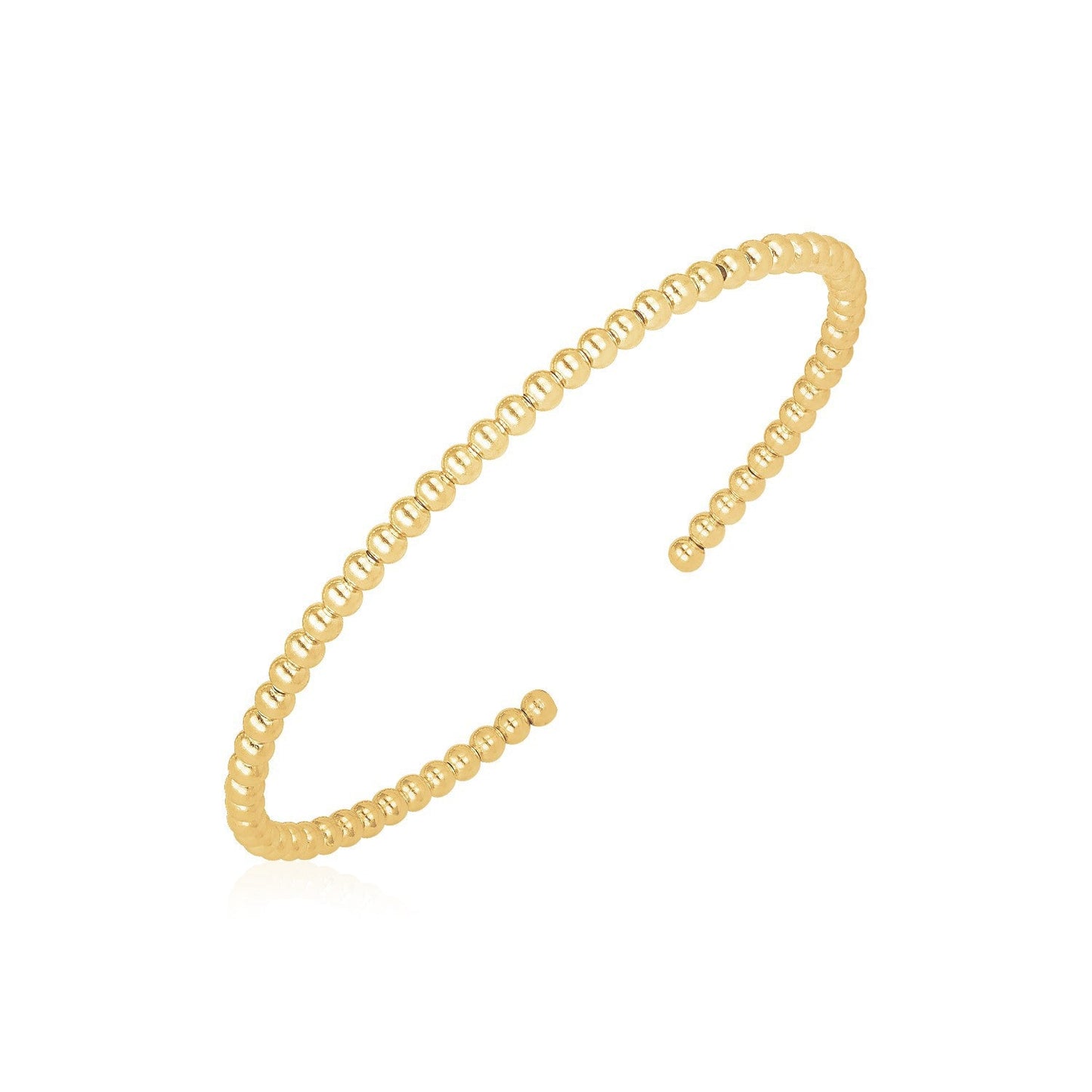 Bracelet manchette en perles en or jaune 14 carats à haute brillance