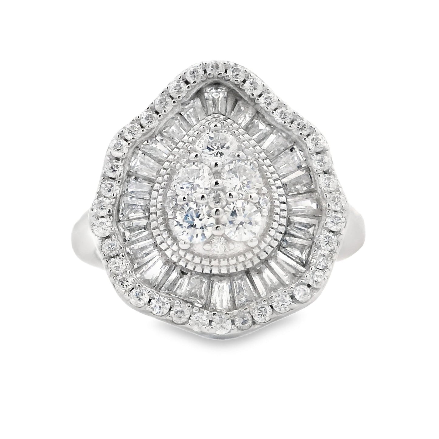 Natural Cubic Zirconium Ring in Sterling Silver