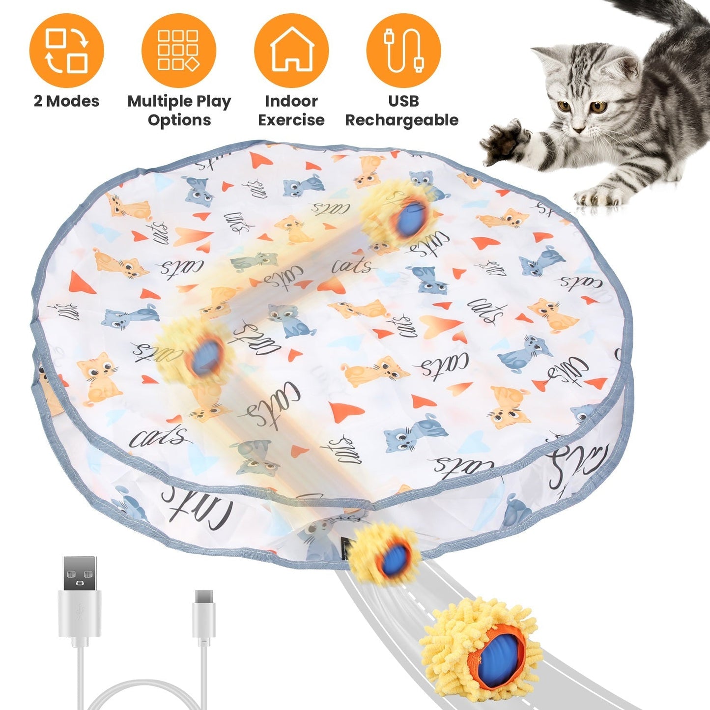 Balle de Jouet Interactive Rechargeable pour Chats d'Intérieur
