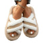 Fluffy Cross Strap Stitching Casual Platform Slippers