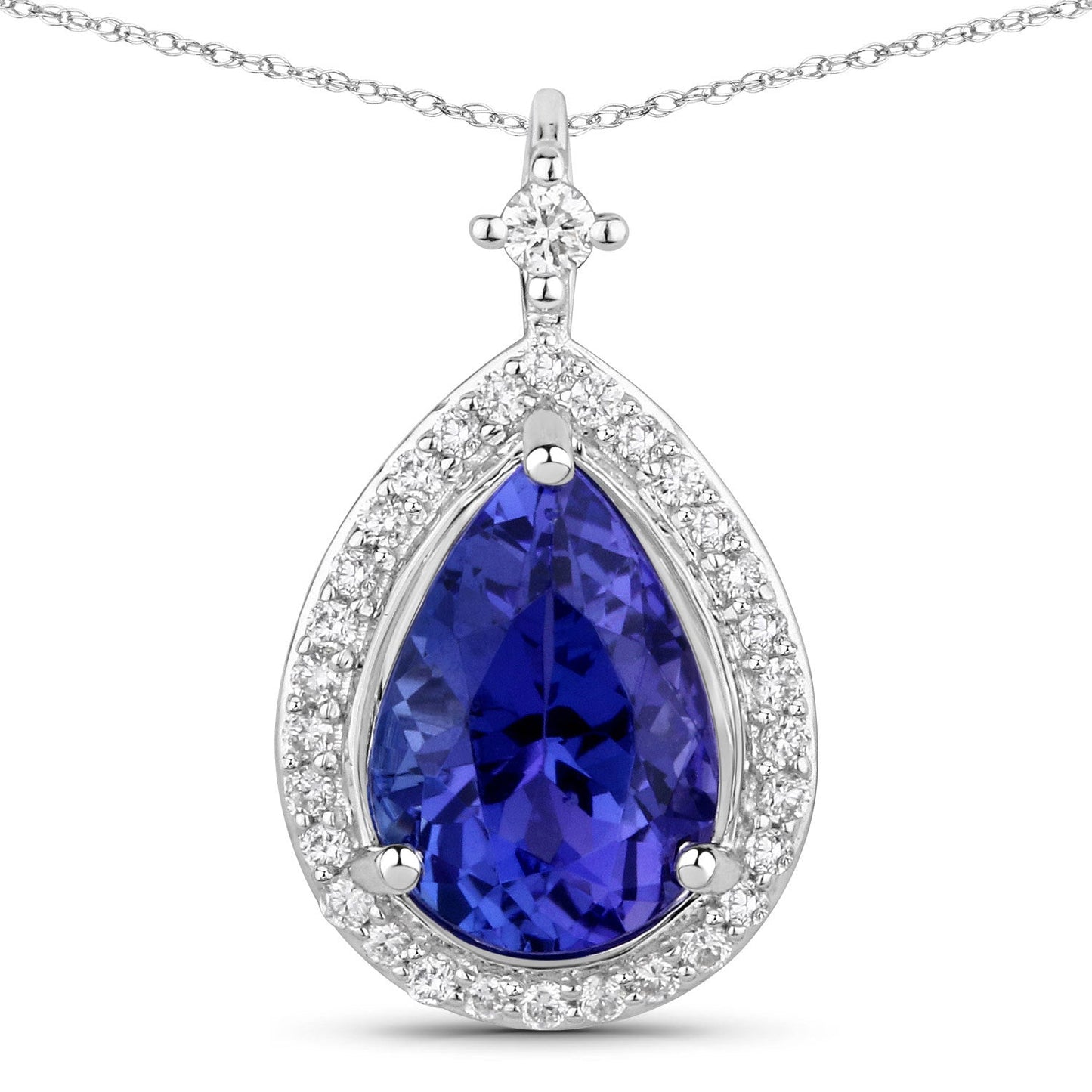 Colgante de Tanzanita y Diamante Blanco de 2.20 Quilates en Oro Blanco de 14K