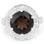 Anillo de Plata Esterlina con Cuarzo Ahumado de 4.52 Quilates y Topacio Blanco