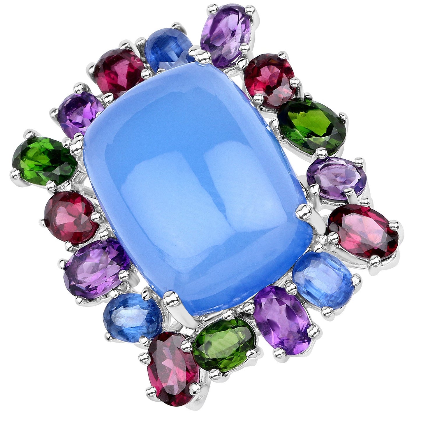 26.67 Carat Multi-Stone Floral Engagement Ring in Sterling Silver