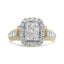 Anillo de Clúster de Diamantes en Oro de 14K con Corte Princesa y Redondo - Talla 7