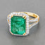 Bague en Or 14K avec Émeraude Zambienne et Diamants Certifiés IGI de 6,96 Carats