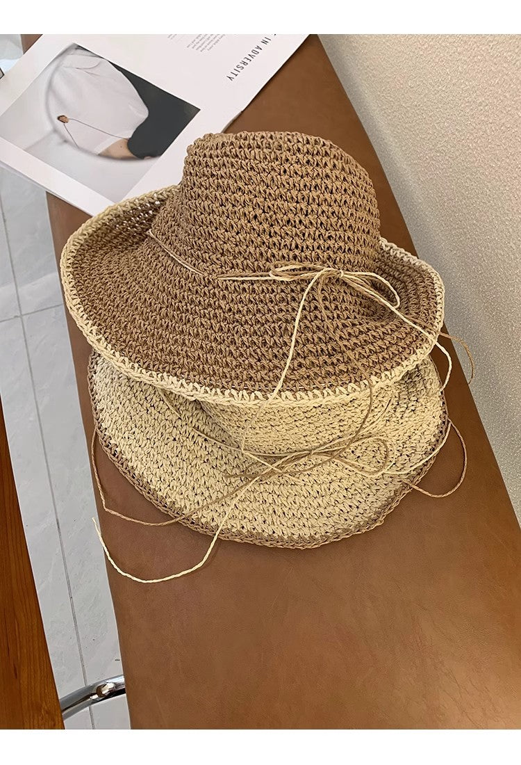 Chapeau en paille à large bord et résistant au soleil pour les sorties à la plage