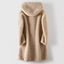 Women's Mid-Length Hooded Coat in Composite Leather and Fur