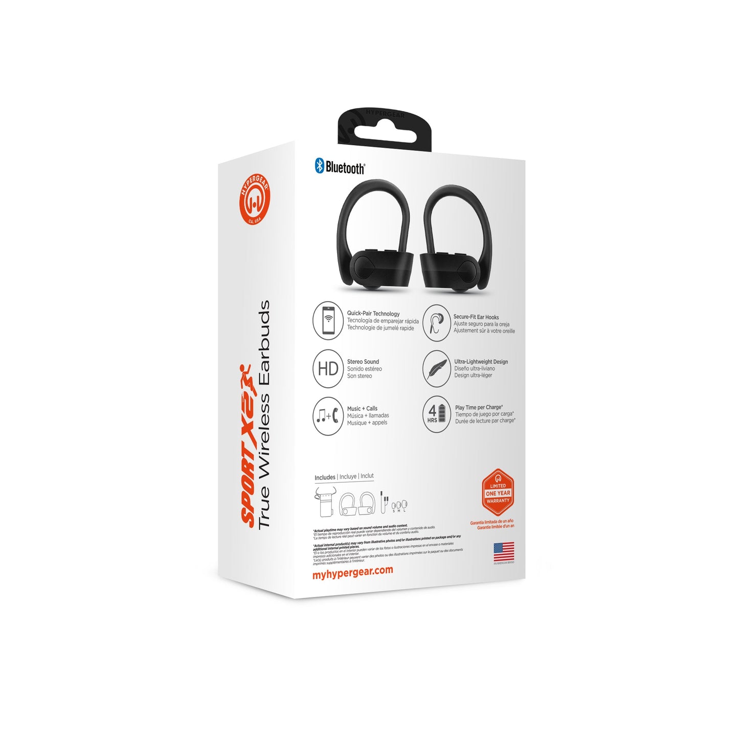 Auriculares Inalámbricos Verdaderos HyperGear Sport X2 - 4 Horas de Reproducción