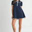 Ruffle Trimmed Collar Fine Knit Mini Dress for Women