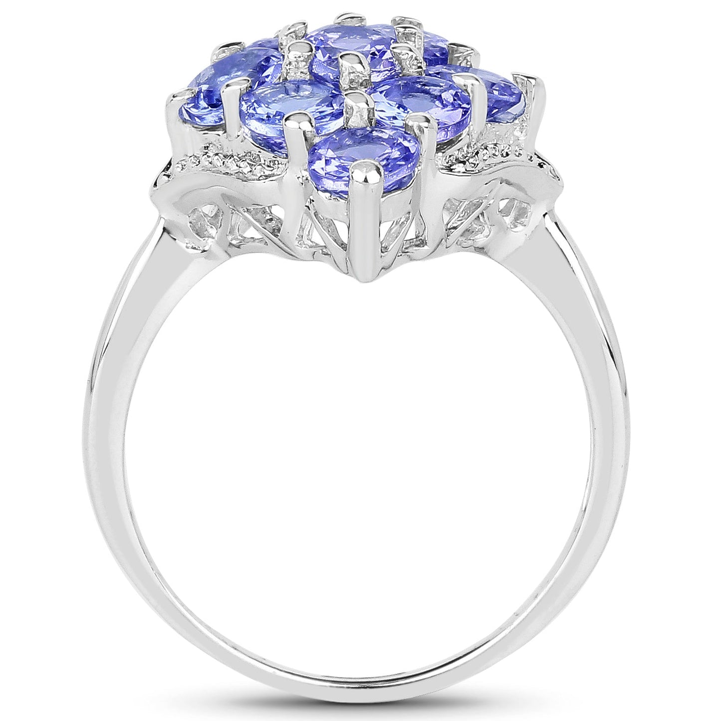 2.07 Carat Genuine Tanzanite Sterling Silver Engagement Ring