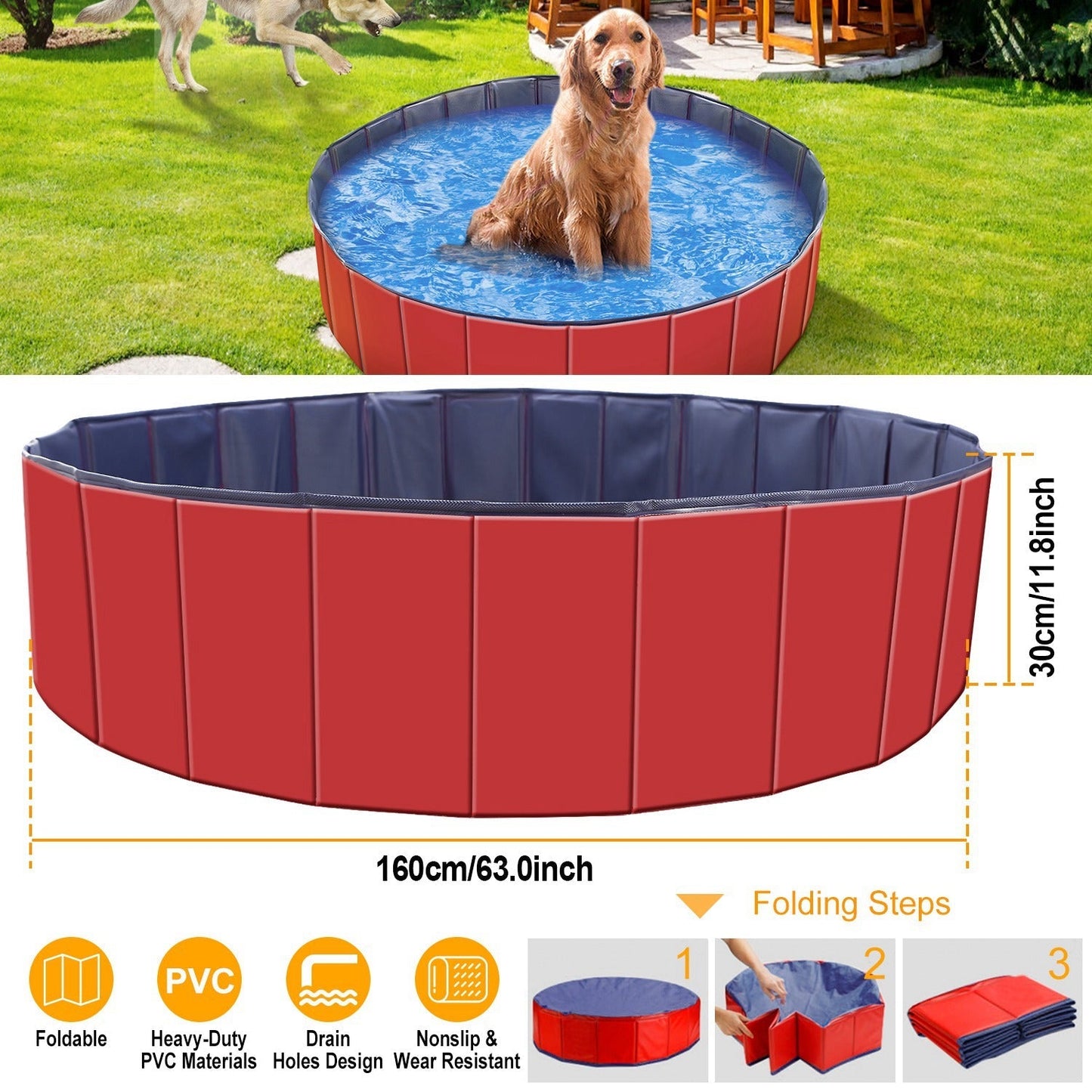 Piscina para Mascotas Plegable de PVC iMounTEK