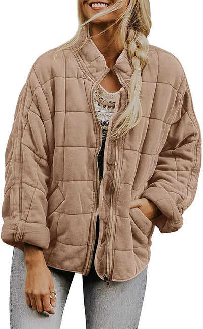 Stylish Winter Zip-up Stand Collar Puffer Jacket for Women
