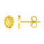 14k Yellow Gold Oval Religious Medallion Post Earrings