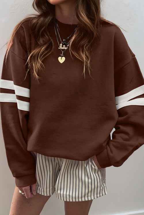 Sudadera Oversized con Rayas Universitarias y Hombros Caídos