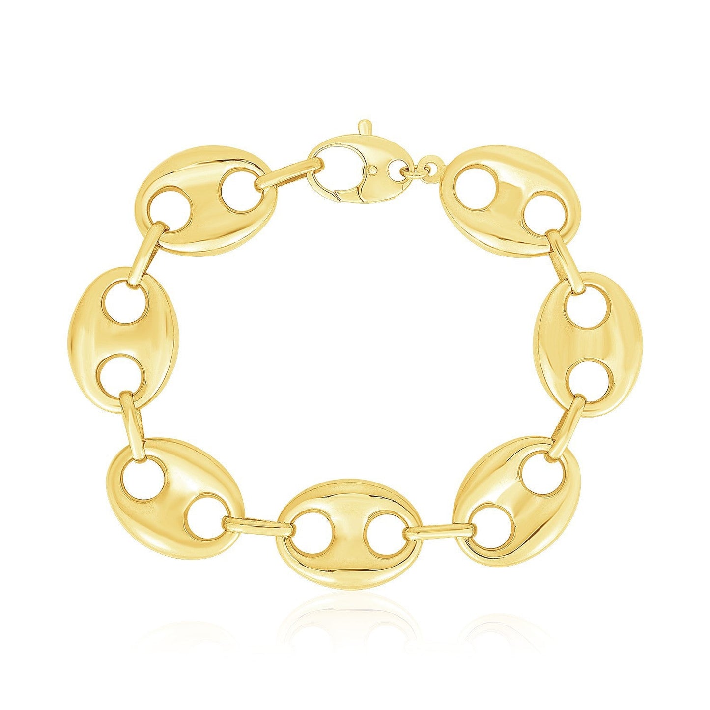 Pulsera de eslabones marineros de 14k de oro amarillo pulido brillante