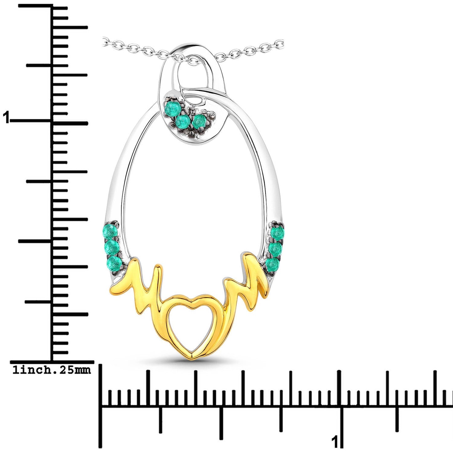 Pendentif en argent sterling .925 avec émeraude véritable de 0,15 carat