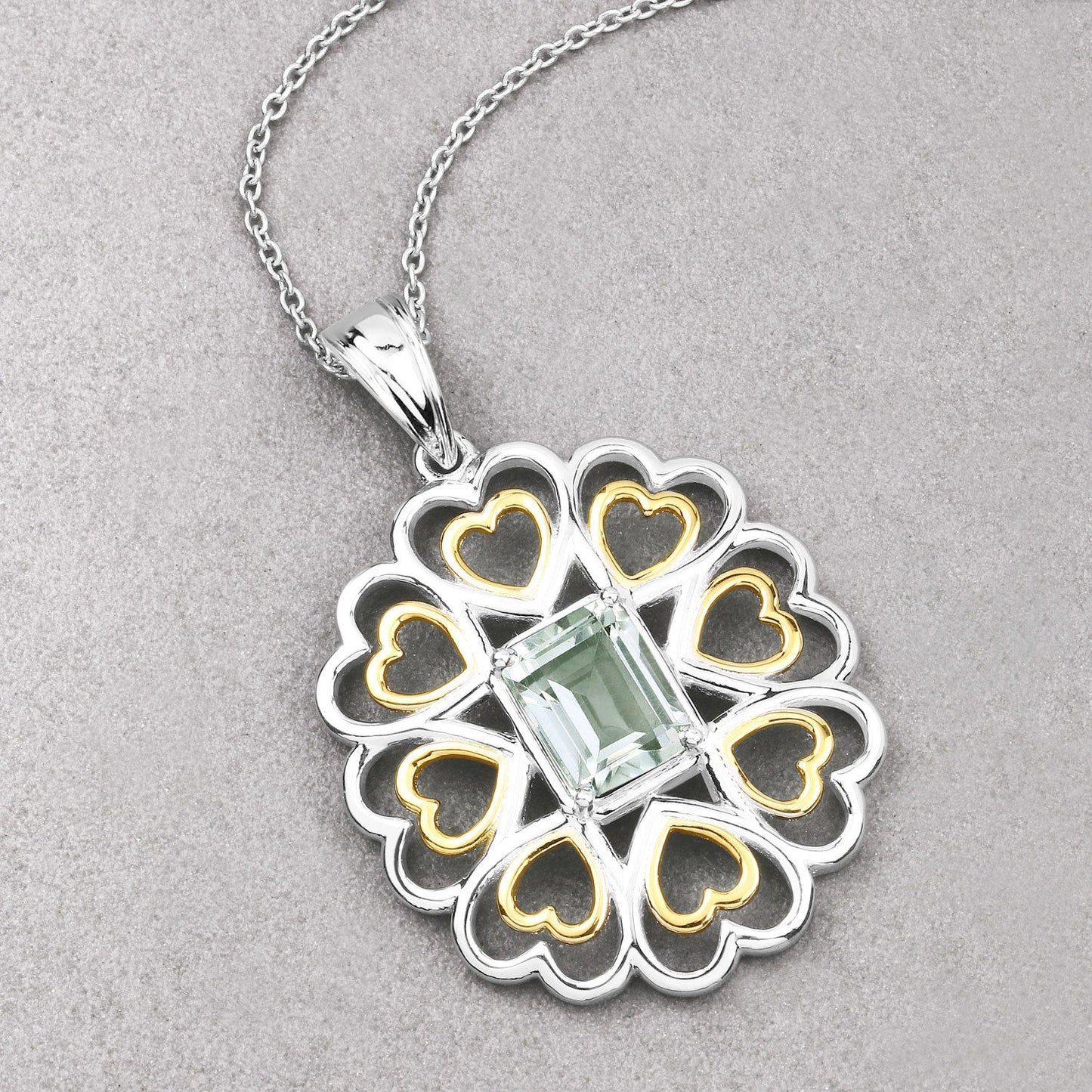 Pendentif en argent sterling avec améthyste verte véritable de 2,10 carats